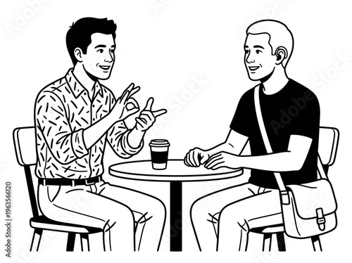 Men Practicing Sign Language Conversation
