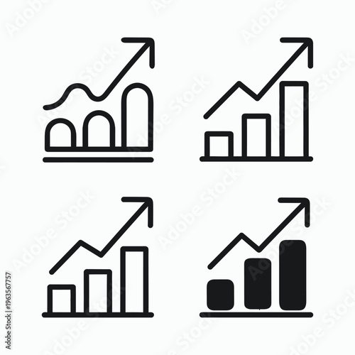 Growth and Trend Graph Icons Set