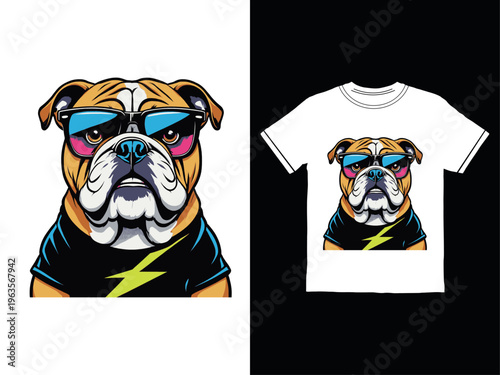 Cool bulldog design on a white t-shirt