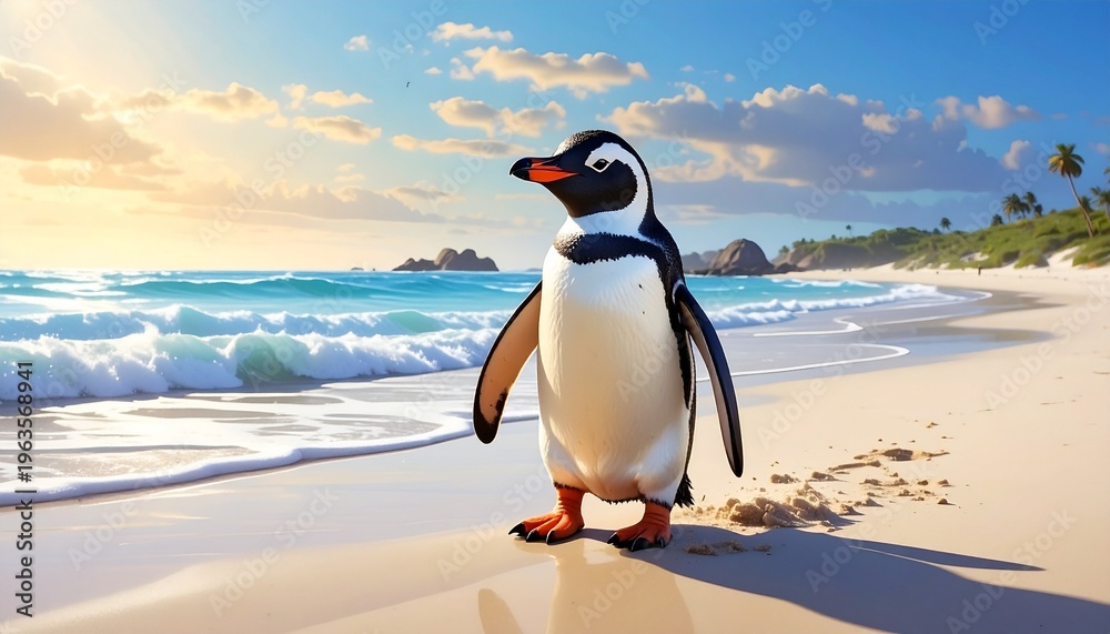 Obraz premium Pinguin am Sandstrand