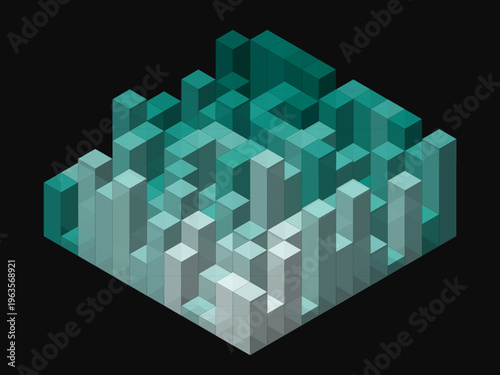 Vibrant Cubic Grid Pattern Vector Art Poster