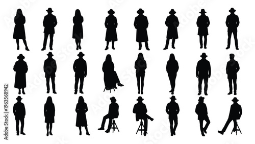 Collection of 20th century human silhouettes in various poses