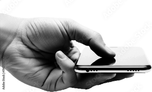 Hand Holding Smartphone Halftone Illustration Mobile Concept