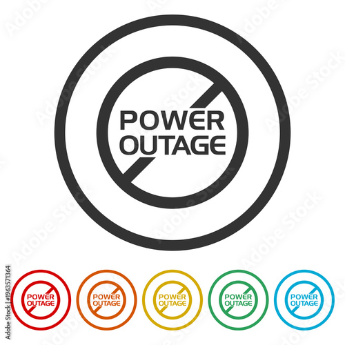 Power Outage Sign. Set icons in color circle buttons
