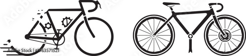 Bicycle icons, cycling symbols, bike illustrations, vector graphics