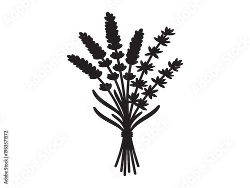 Fresh lavender and thyme boutique badge silhouette with aromatic herb charm