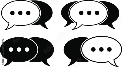 Black and white chat bubble icons with ellipsis