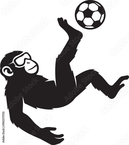 Monkey Soccer Bicycle Kick Silhouette Goggles