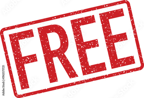 A bold red rectangular stamp featuring the word FREE with an aged grunge effect texture
