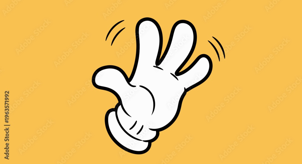 Εκτύπωση καμβά Cartoon hand waving hello or goodbye gesture on a bright orange background