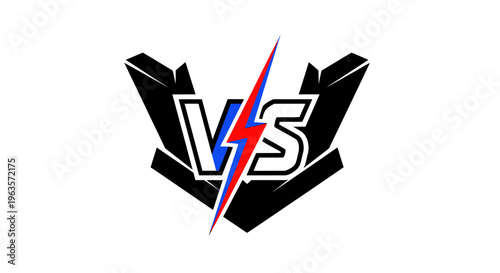 Versus VS Letters with Dynamic Lightning Bolt, Competition Concept on Isolated White Background