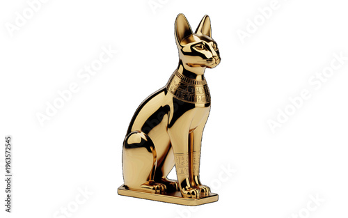 Golden statue of ancient egyptian cat goddess bastet, symbolizing protection, domesticity, and royalty in ancient egypt, middle east