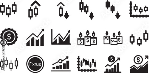 Investment and finance graph. Candlestick chart showing stock market data and trading concept on transparent background..eps
