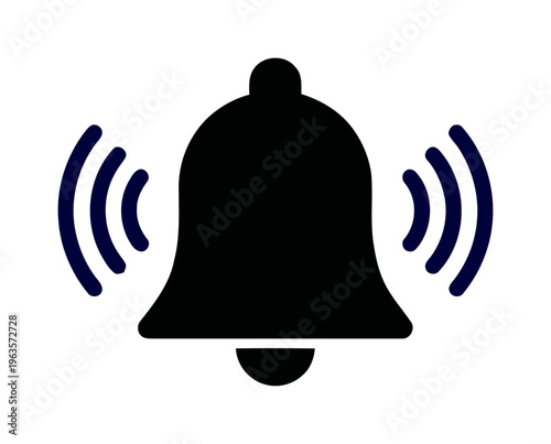 Ringing notification bell icon represents active alerts and sound reminders | Black minimalist vector symbol for mobile notifications and alarms