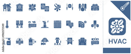 HVAC system icons and symbols, heating ventilation air conditioning