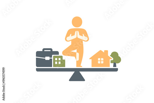 Balancing work and home life using a scale to show the importance of both aspects in daily living