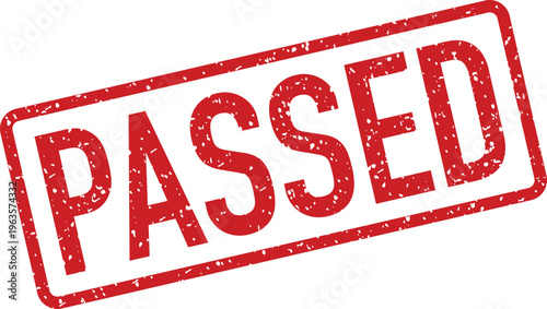 A prominent red rectangular rubber stamp clearly indicates the word PASSED on a clean white surface