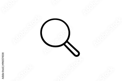 Circle with a handle showing a visual symbol for search or inquiry in a simple design on a plain background