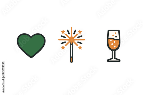 Symbols of celebration and joy during a festive gathering with drinks and sparkles