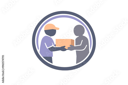 People exchanging a package in a simple setting at any time of day for delivery or pickup