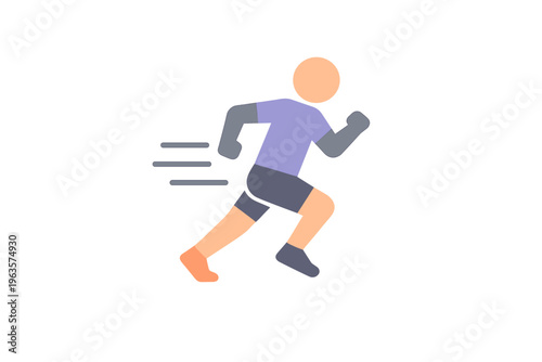Running figure in motion with minimal colors and simple design on a plain background in a graphic style