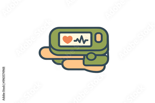 Health monitor device shows heart rate and other data on screen held in hand for personal health tracking in modern wellness routine