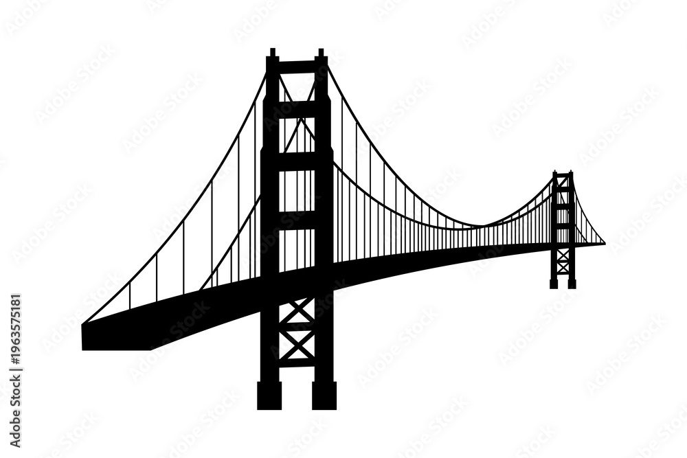 Fototapeta premium Silhouette of the iconic Golden Gate Bridge in San Francisco