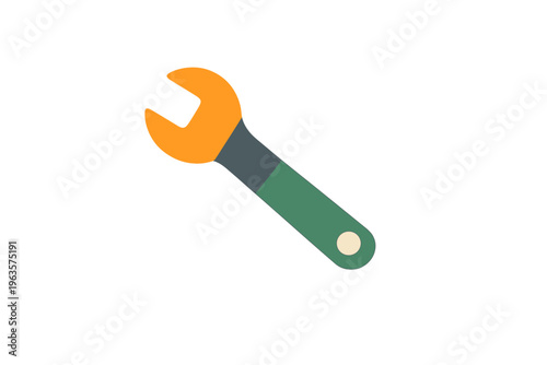 Wrench tool with green handle and orange head for fixing and repair tasks in various settings