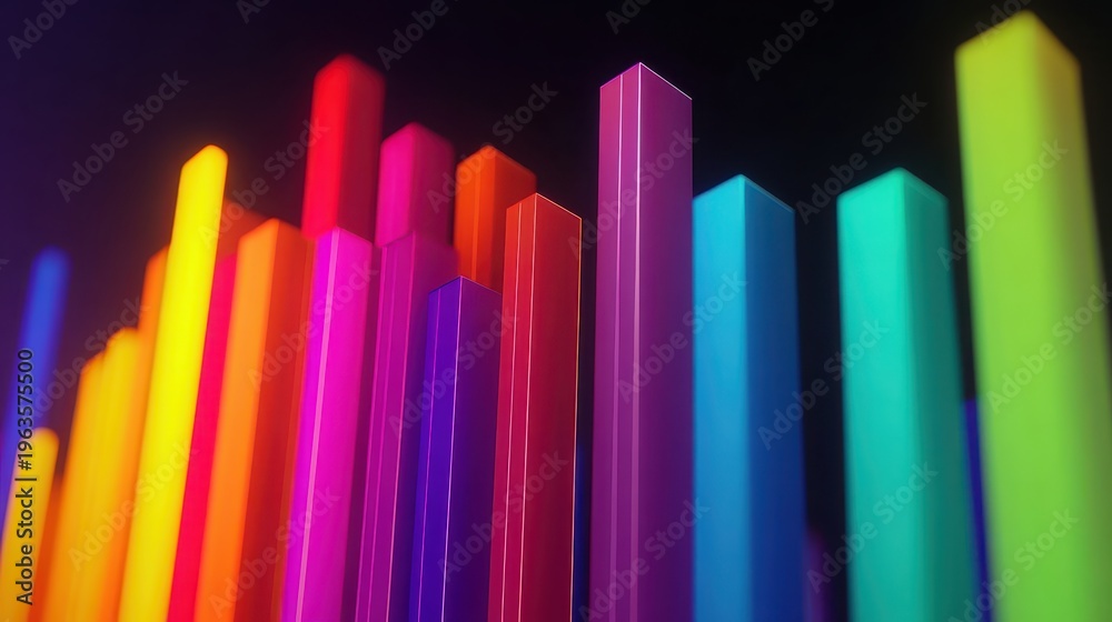 Obraz premium Vibrant abstract bar charts showcasing financial data growth and analysis