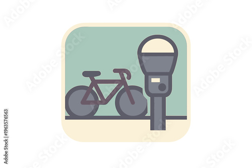 Bicycle parked next to a parking meter in an urban area during daytime