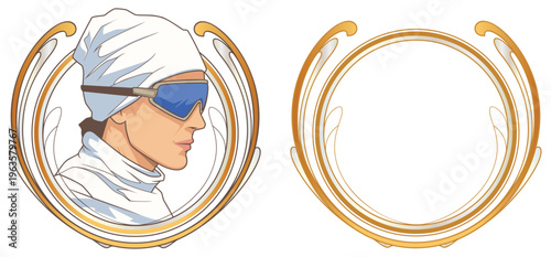 Graceful Olympic skier vintage portrait.