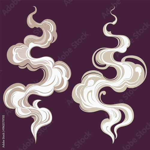 Graceful swirling smoke vintage elements.