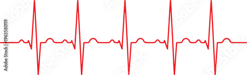 A vibrant red electrocardiogram line representing a steady heartbeat isolated on white background Vector