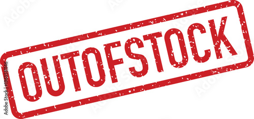 Red grunge rubber stamp clearly displaying the word OUTOFSTOCK within a rectangular border on white