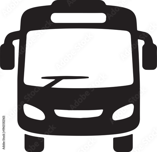 Bus front icon for public transport, city travel, and commuting, vector graphic symbol