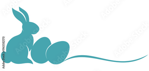 Vector silhouette illustration of an Easter bunny and Easter eggs for Easter day background