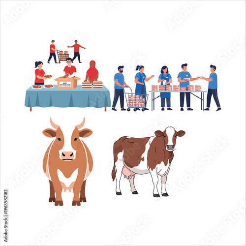 Eid al-Adha charity distribution of food and livestock for the poor