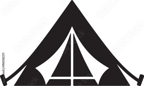 Camping tent silhouette icon for outdoor adventures and recreation