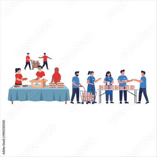 Volunteers Distributing Food Packages for Eid al-Adha Celebrations to the Needy