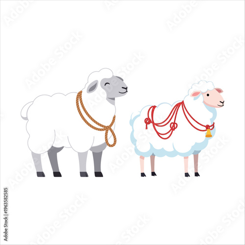 Cute cartoon sheep vector illustration for Eid al-Adha celebration and animal sacrifice theme