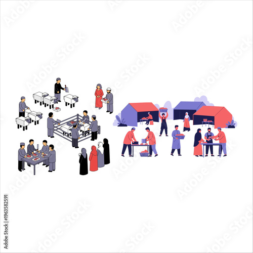 Celebration of Eid al-Adha People gather for sacrifice and community sharing