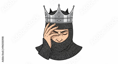 Frustrated king in chainmail and crown