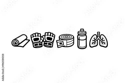 Workout gear and health tools for fitness training sessions in a gym environment during morning hours