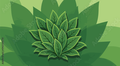 A vibrant green bush with layered, overlapping leaves