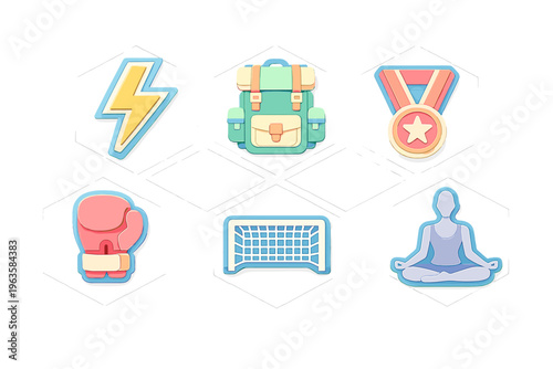 Icons representing sports, fitness, and activities for various interests and hobbies