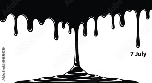 Melting Chocolate Dripping Background Silhouette Featuring Liquid Sauce Splashes for World Chocolate Day July 7 Celebration and Dessert Design