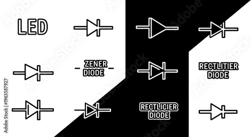 Electronic diode circuit symbols.