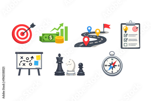 Target planning involves using strategy tools, charts, and symbols to achieve goals in business and games