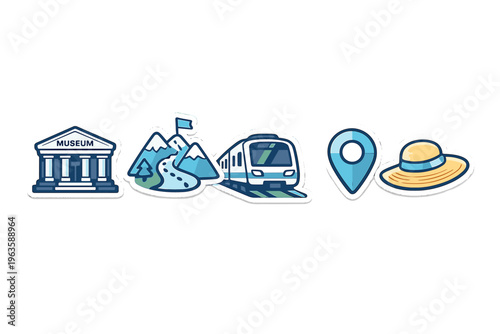 Exploring attractions with train travel and outdoor activities near a museum and mountains