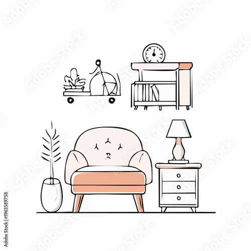 A beige upholstered armchair furniture.